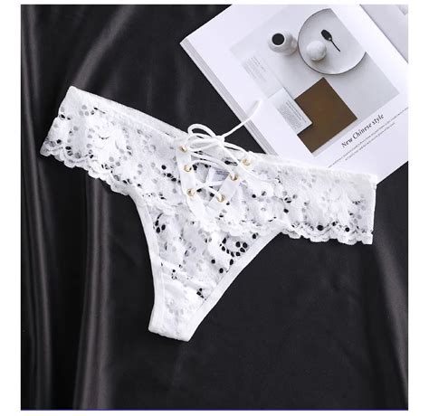 Tanga Low Waist G String Panties Lingerie Sexy Cross Bandage Women S Panties Hollow Lace See