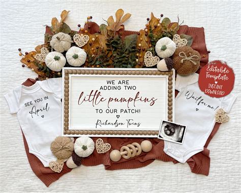 Twins Fall Pregnancy Announcement for Social Media, November Twin