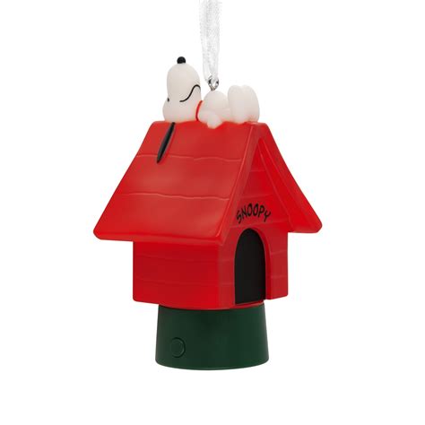 Hallmark Peanuts Snoopy On Doghouse Christmas Ornament With Lights
