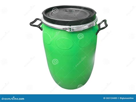 Plastic Barrel Container Isolated On White Background Plastic Storage