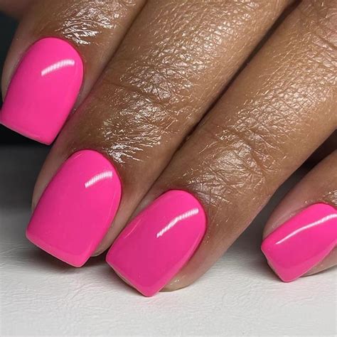 Amazon Pcs Hot Pink Press On Nails Short Square Yefiuo Summer Solid Color Fake Nails