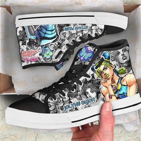 Hot Jolyne Cujoh Custom Manga Anime Jojo S Birraze Adventure Unisex High Top Canvas Shoes