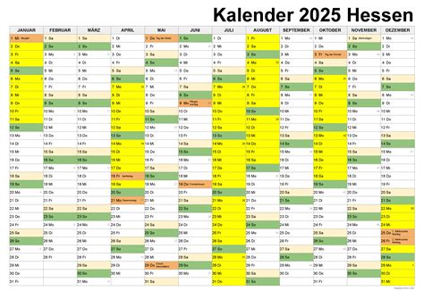 Zeitrechnung 2025 Mit Feiertagen In Hessen - Kalender 2025 mit
