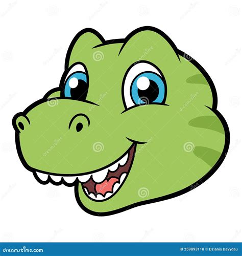 Cute Baby T Rex Head On White Background 2 Stock Vector Illustration