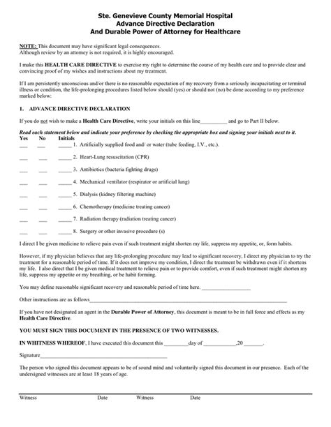 advance directive declaration  word   formats