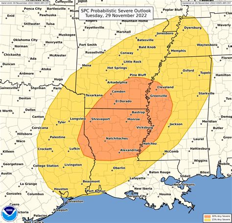 Nws Storm Prediction Center On Twitter 11 26 22 The Risk Of Severe Thunderstorms Capable Of