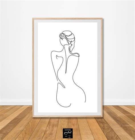 Naked Woman Body Line Drawing Art Print Lady Female Abstract Etsy