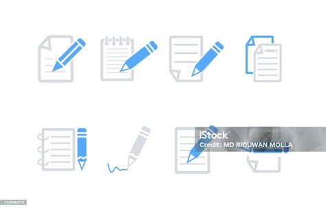 Write A Note Icons Set Vector Flat Icon Of Notes Stock Illustration