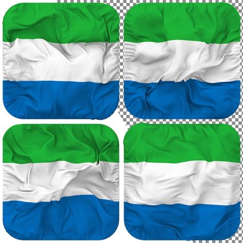 Premium Psd Sierra Leone Flag Squire Shape Isolated Different Waving Style Bump Texture 3d