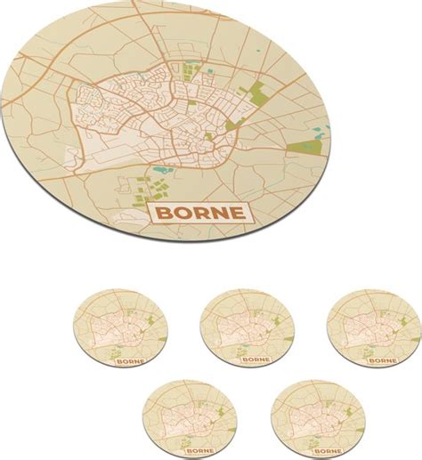 Onderzetters Voor Glazen Rond Plattegrond Borne Vintage X