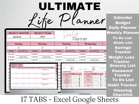 Ultimate Life Planner Template Google Sheets Excel Spreadsheet – Savvy