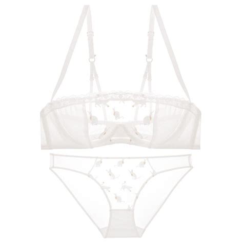 Sexy Ultra Thin Lace Underwear Transparent Mesh White Bra Panty Set