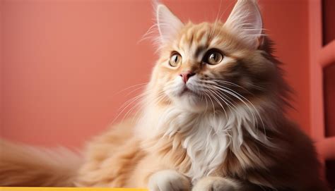 Cute kätzchen sitzt und schaut auf kamera flauschig und spielerisch