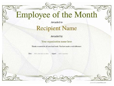 Free Employee Of The Month Certificate Templates