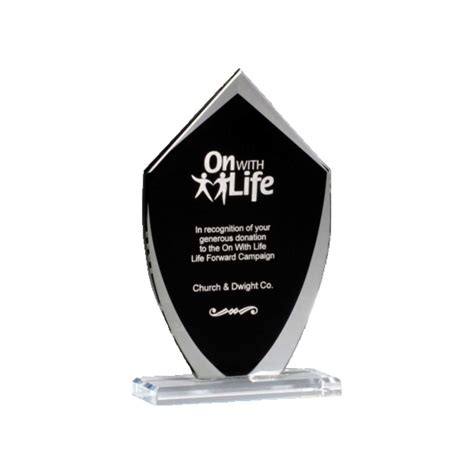 Black Shield Shaped Glass Trophies