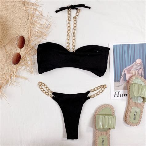 Купить Bandage Bikini Set Female Diamond Swimsuit Swimwear бикини в
