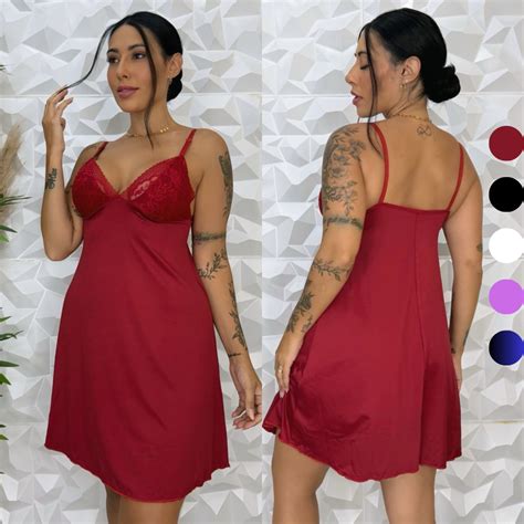 Camisola Sem Bojo Feminina Renda Lingerie Pijama Noite Soltinha Moda Adulta Confortavel Shopee