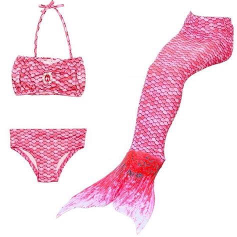 Maillot de Bain Queue de Sirène Bikini Mermaid 3 Pièces Ensembles Rose Cdiscount Prêt à Porter