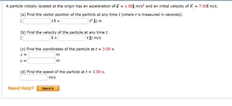 Solved A Particle Initially Located At The Origin Has An