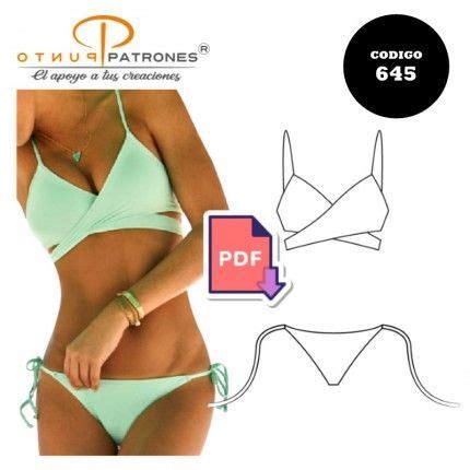 Molde Bikini Asimetrico Cruzado PuntoPatrones Tallas XS Formato CARTA