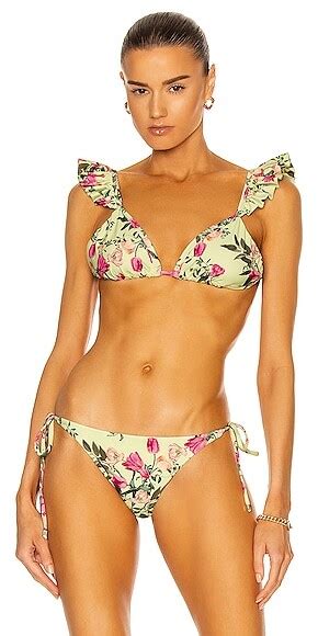 PatBO Tula Ruffle String Bikini Top In Lemon ShopStyle Two Piece