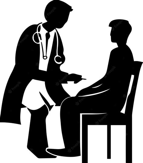 Premium Vector A Patient With Doctor Vector Silhouette