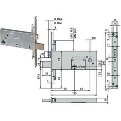 Serratura Triplice Da Infilare Per Fasce Doppia Mappa Mm 78 H 57358