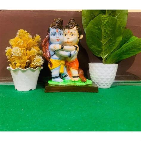 Multicolor Polyresin Shri Ram Hanuman Statue For Worship Size