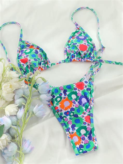 Extreme Print Bikini For Women Cut Out Swimwear Low Waist Swimsuit