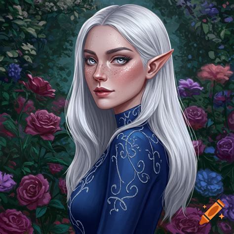 Fantasy Portrait Of An Elf Woman With Long Blonde Hair Holding A White