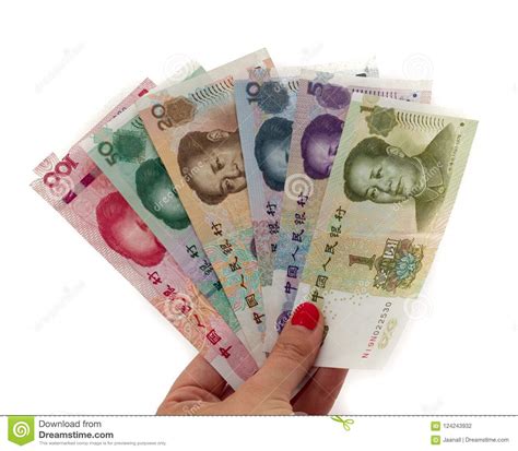 Diversos Billetes De Banco De Yuan Del Chino Aislados En Blanco Foto De