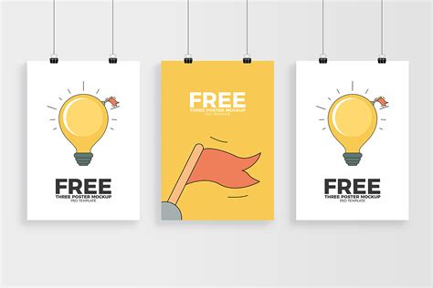 Three Posters Mockup Free Psd Template Mockup World Hq