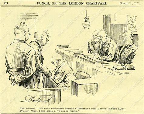 Law Print Magistrates Court Vintage Cartoon 1930s
