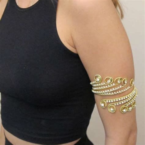 Gold Upper Arm Cuff Elbow Band Boho Bracelet Gold By Gebridal