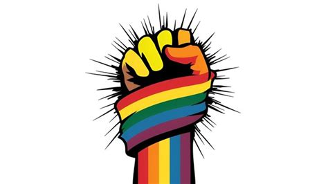 El puño de la mano de color arco iris levantado Gay Pride Ilustración del concepto LGBT Imagen