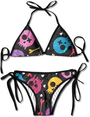 Keben Bikini Hairui Yunda Colorful Cartoon Skull Swimwear Cool Skimpy Womens Sexy Modest Bikini