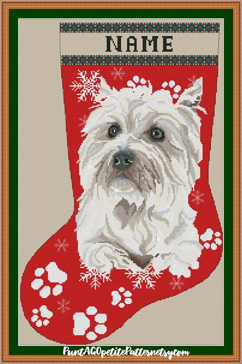 Westie Christmas Stocking Cross Stitch Pdf Pattern Etsy