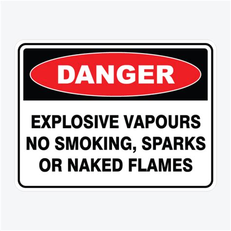 Explosive Vapours No Smoking Sparks Or Naked Flames Safety Signage