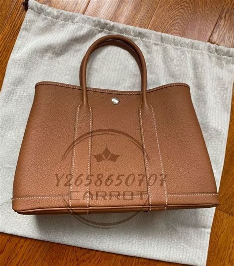 二手精品 Hermes 愛馬仕 Garden Party Gp30 全皮 Gold 焦糖金 肩背包 手提包 正品現貨 Yahoo奇摩拍賣