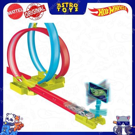 Jual Hot Wheels Double Loop Neon Laser Speeder Track Builder Set Lintasan Balapan Hpc05 Di
