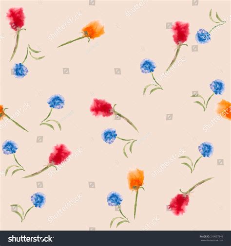 Watercolor Flowers Seamless Pattern Nude Background Stock Vector Royalty Free 219697345