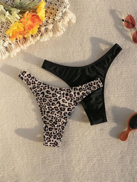 Pcs Leopard Print Bikini Set Top And Bottom Carnival SHEIN UK