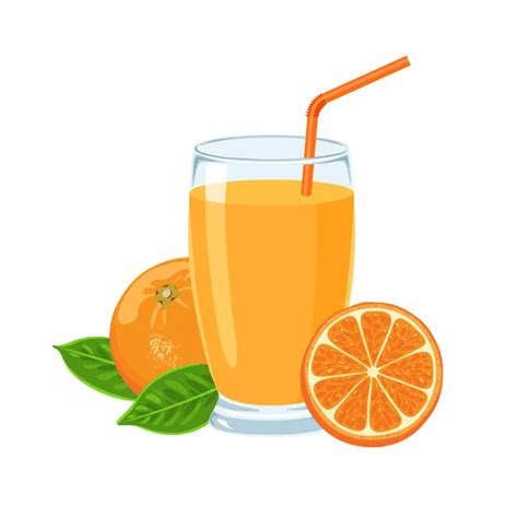 Zumo de naranja en vaso y cítricos Bebida de fruta fresca Dibujos