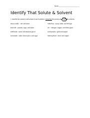 Solute and Solvent Worksheet.docx - Name Identify That Solute & Solvent ...