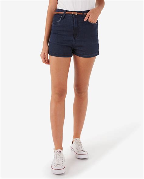 Riachuelo Short Jeans Feminino Hot Pants Cinto Denim Escuro Jeanseria By Riachuelo
