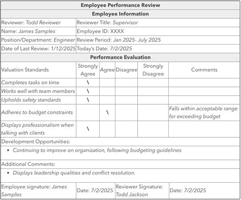 Employee Performance Review Template and Examples | Indeed.com