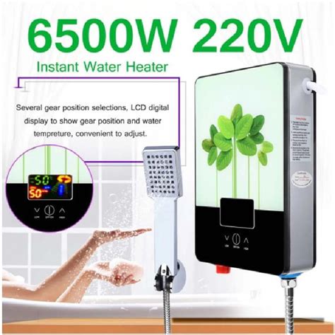 W V Electric Hot Water Heater Tankless Instant Boiler Bathroom Shower Set Thermostat Safe