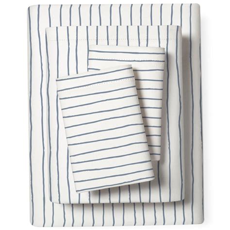 Organic Cotton Sheet Set Cobi Blue Groovy Stripes Makemake Organics