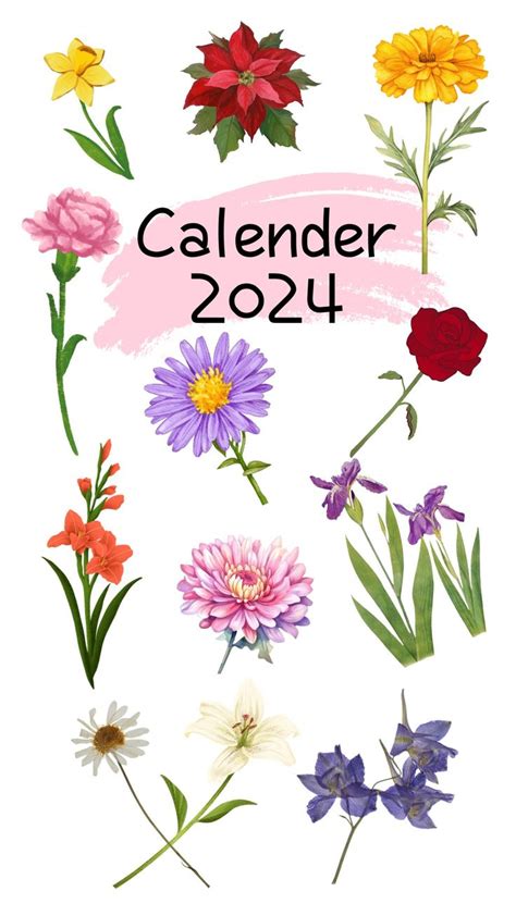 Flowers Aesthetic Monthlycalender January February March April