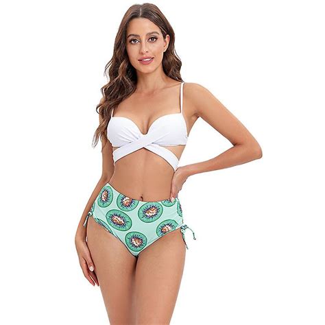 Mimigo Vrouwen Delige Bikini Top Badmode Bloemen Bedrukte Hoge Taille